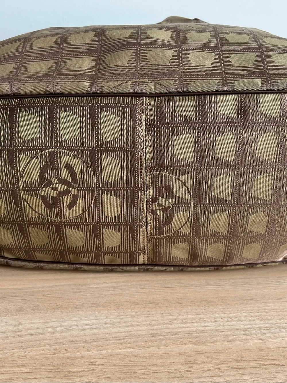 CHANEL Vintage “New Travel” Chocolate Bar Nylon Tote Bag
